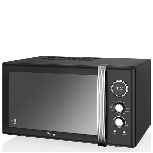 Swan Retro 25L Digital Combi Microwave with Grill - Black