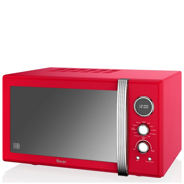 Swan Retro 25L Digital Combi Microwave with Grill - Red