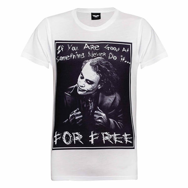 DC Comics Herren Batman The Joker Never for Free T-Shirt - Weiß