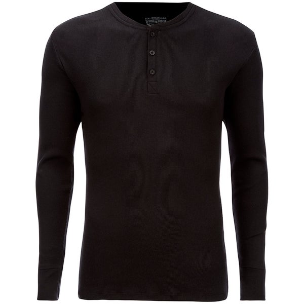 Levi's Men's 300LS Long Sleeve Button Neck T-Shirt - Black