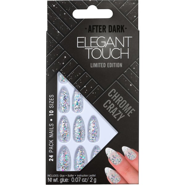 Elegant Touch Trend After Dark Nails – Holographic Clear Stiletto/Chrome Crazy