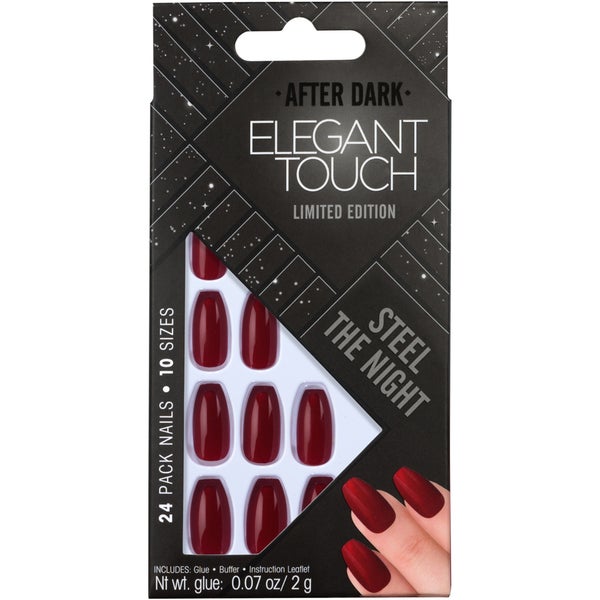 Elegant Touch Trend After Dark Nails - Red Nail Squaletto / Steel The Night
