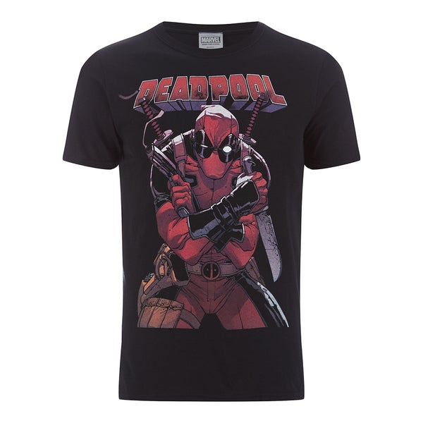 Marvel Herren Deadpool Logo T-Shirt - Schwarz