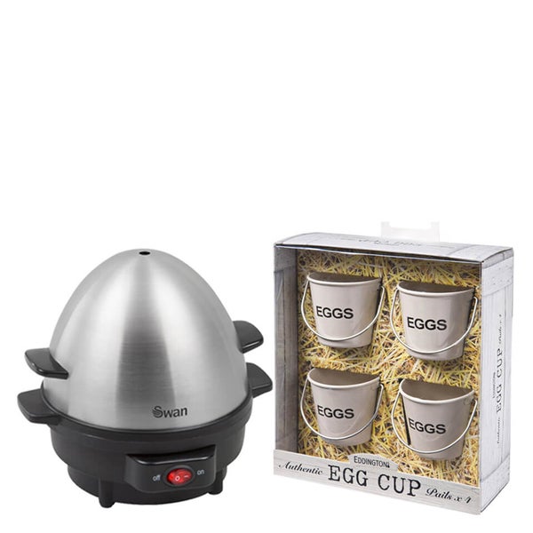 Swan SF21020N Egg Boiler and Poacher & Eddingtons Egg Cup Buckets Bundle