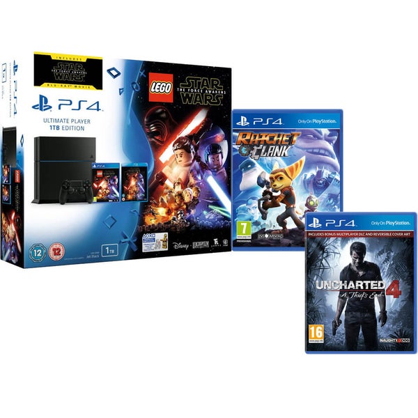 Sony PlayStation 4 1TB - Includes LEGO Star Wars: The Force Awakens, Star Wars: The Force Awakens, Ratchet & Clank + Uncharted 4