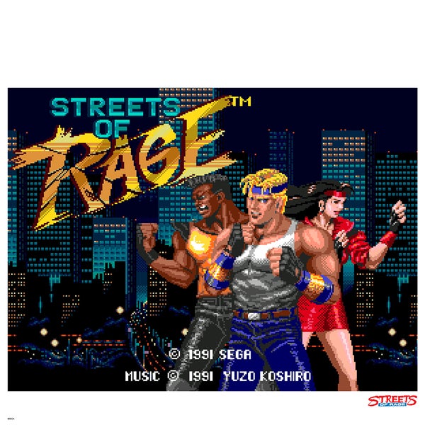 Affiche pixelisée Streets of Rage - 36cm x 28cm