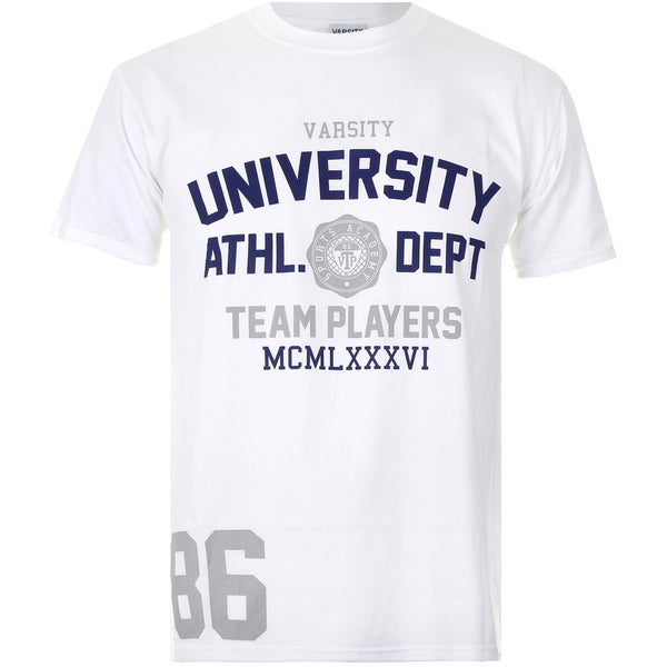 Varsity Team Players Men's University Athletic T-Shirt - White