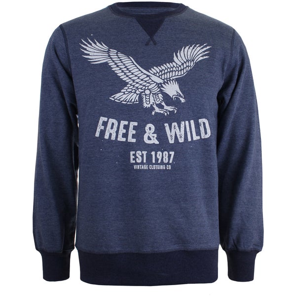 Cotton Soul Men's Free & Wild Sweatshirt - Navy Marl
