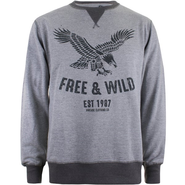 Cotton Soul Men's Free & Wild Sweatshirt - Grey Marl