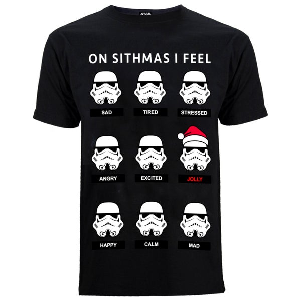 Star Wars Men's Stormtrooper Emotions Christmas T-Shirt - Black Merchandise - Zavvi UK