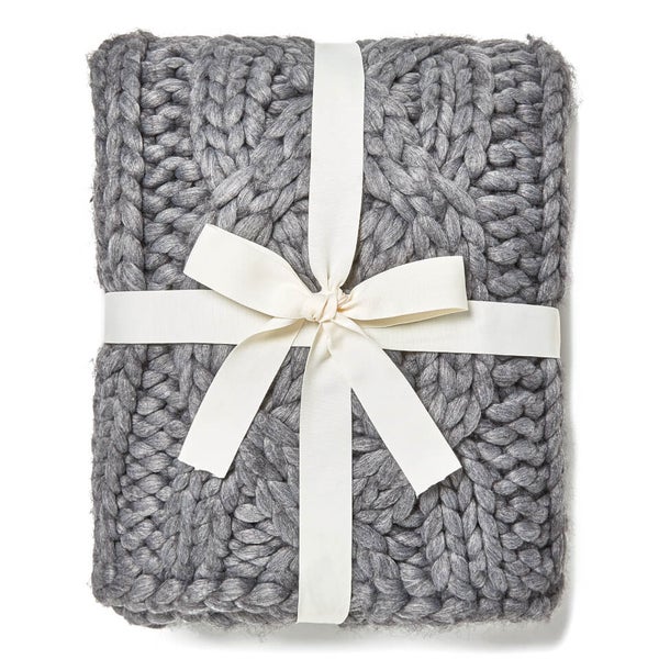 UGG Oversized Knitted Blanket Grey Free UK Delivery Available