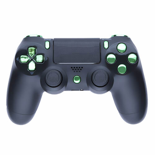 Playstation Custom Controller Matte Black Chrome Green Games