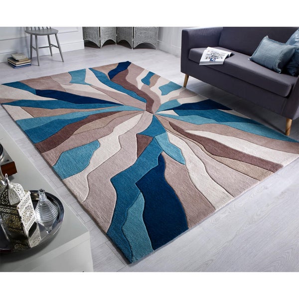 Flair Infinite Splinter Rug - Teal - IWOOT UK