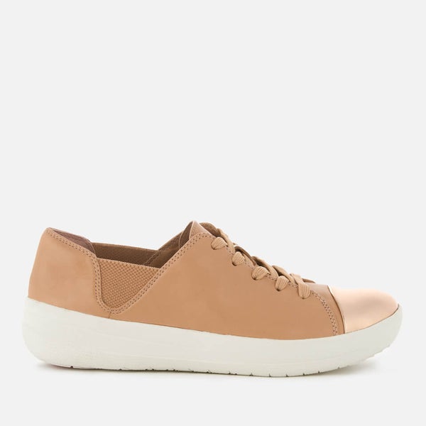 FitFlop Women s F Sporty Mirror Toe Leather Trainers Nude