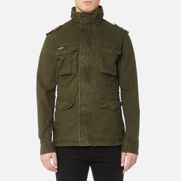 Superdry mens rookie heavy weather field jacket dark khaki discount