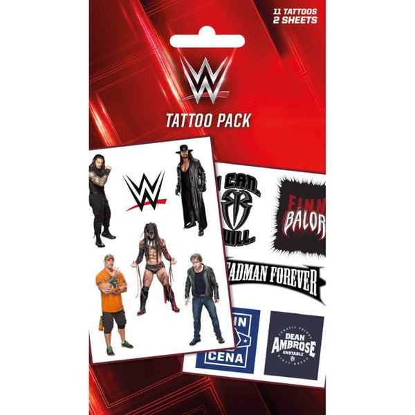 WWE Logos And Superstars Temporary Tattoo Pack Merchandise Zavvi UK