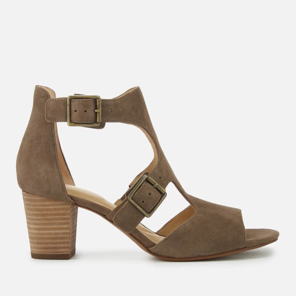 Clarks Women s Deloria Kay Suede Block Heeled Sandals Olive TheHut