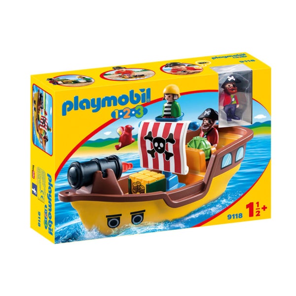 Playmobil 1.2.3 Floating Pirate Ship with Firing Water Cannon