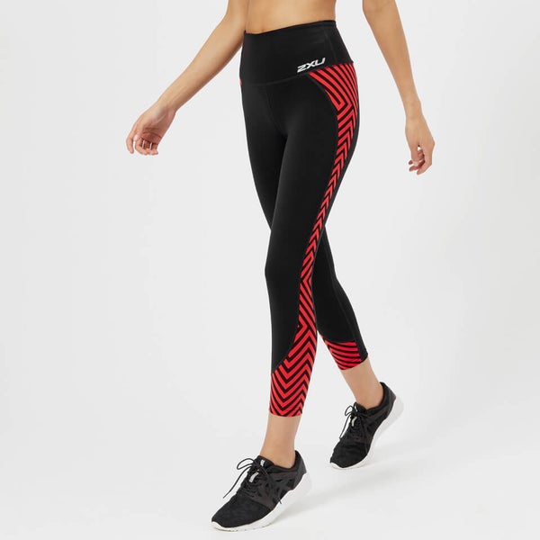 2XU Women's Fitness Hi Rise Compression 7/8 Tights - Black/Tomato Maze | TheHut.com