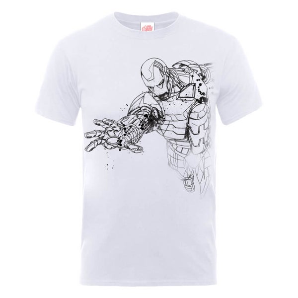 marvel avengers assemble iron man mono sketch t shirt white my geek box us