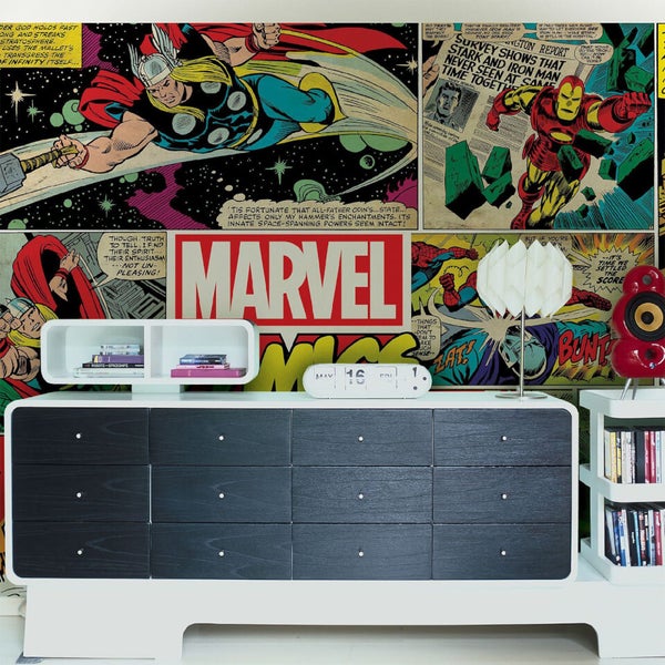 Marvel Retro Comic Pop Art Wall Mural Homeware - Zavvi UK