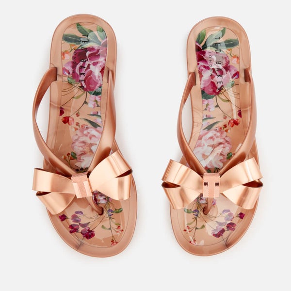 Ted Baker Women's Susziep Bow Flip Flops - Serenity/Rose Gold | TheHut.com