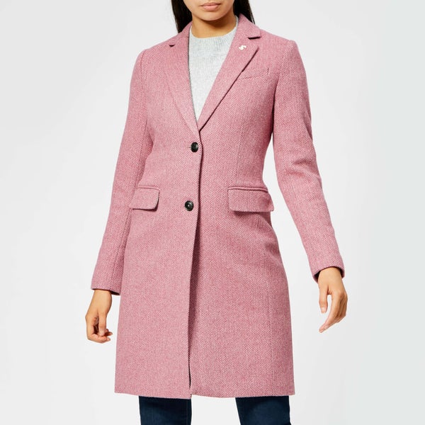 Joules raspberry tweed coat top
