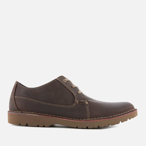 Clarks Men's Vargo Plain Leather Derby Shoes - Dark Brown | TheHut.com