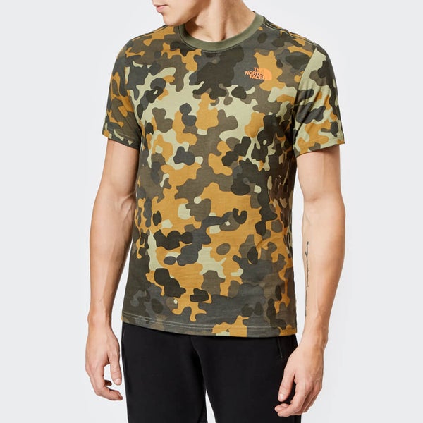The North Face Men s Short Sleeve Red Box T Shirt New Taupe Green Macrofleck Print TheHut