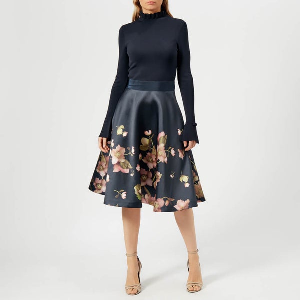 Ted Baker Women s Seema Arboretum Knitted Bodice Dress Navy TheHut
