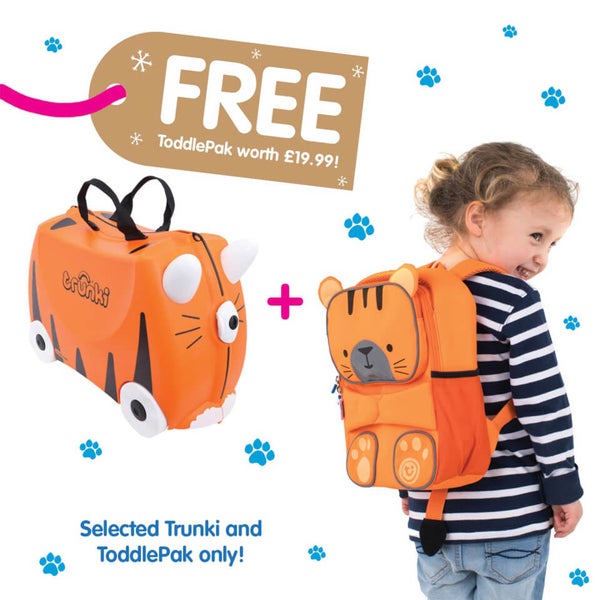 Trunki Tipu Tiger Ride on Case Includes Free Tipu ToddlePak Backpack IWOOT UK