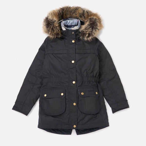 Barbour Girls Dartford Wax Jacket Navy TheHut