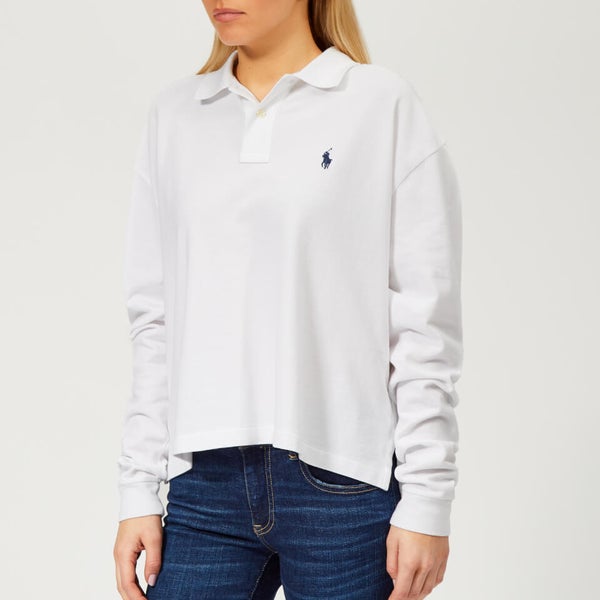 Polo Ralph Lauren Women's Oversized Long Sleeve Polo Shirt - White ...