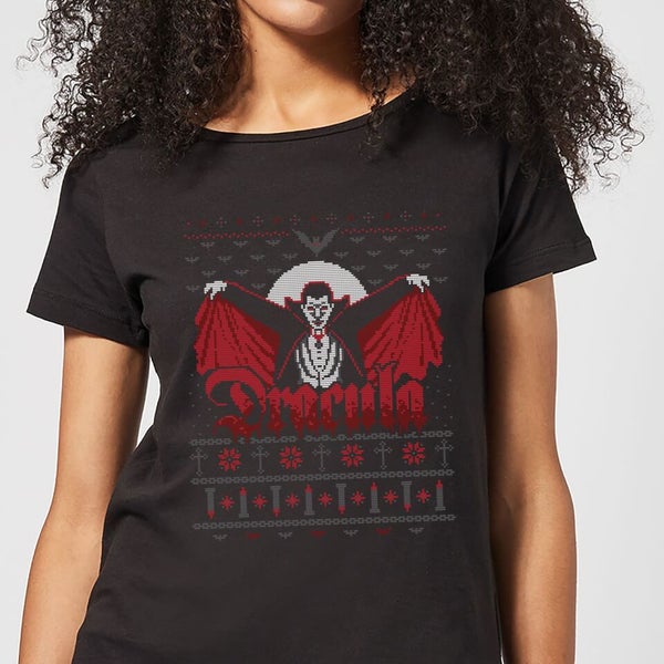 Universal Monsters Dracula Christmas Women’s T-Shirt – Black
