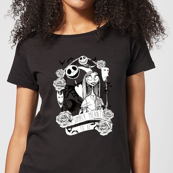 Nightmare Before Christmas Jack Skellington and Sally Women’s T-Shirt – Black