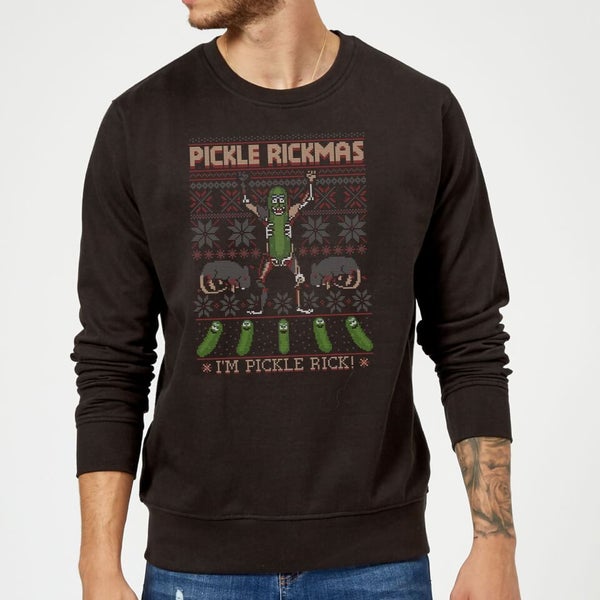 Rick and Morty Pickle Rick Christmas Jumper Black Clothing