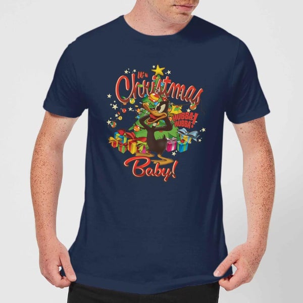 Looney Tunes Its Christmas Baby Men's Christmas T-Shirt - Navy Clothing ...