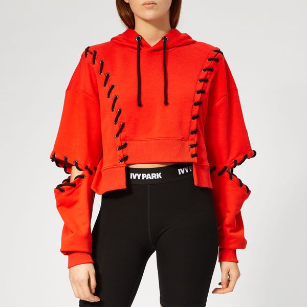 Ivy Park Women s Craft Lace Up Hoodie Fiery Red TheHut