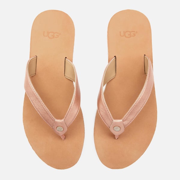UGG Women s Tawney Metallic Flip Flops Rose Gold TheHut