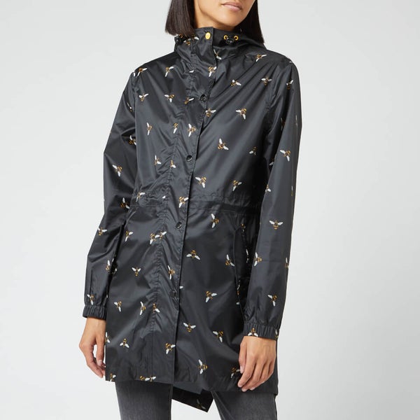 Joules Women s Golightly Bees Waterproof Packaway Coat Black TheHut