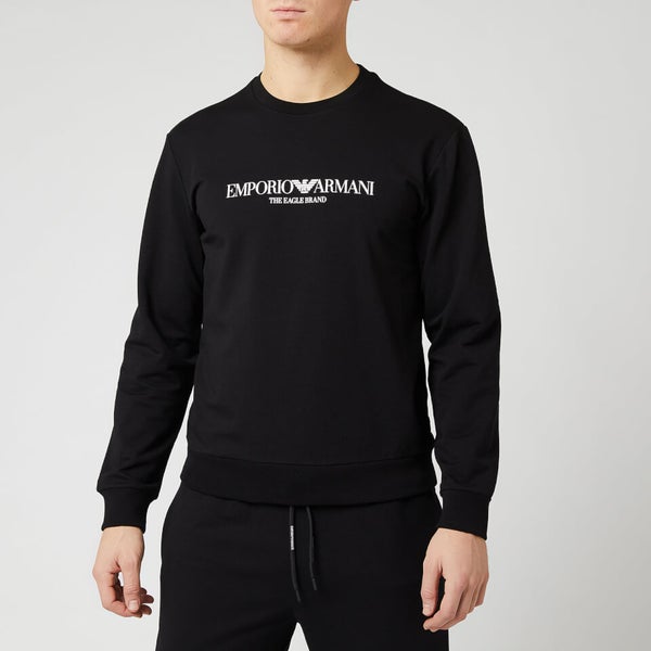 Emporio Armani Men's Large Logo Sweatshirt - Black - Free UK Delivery ...