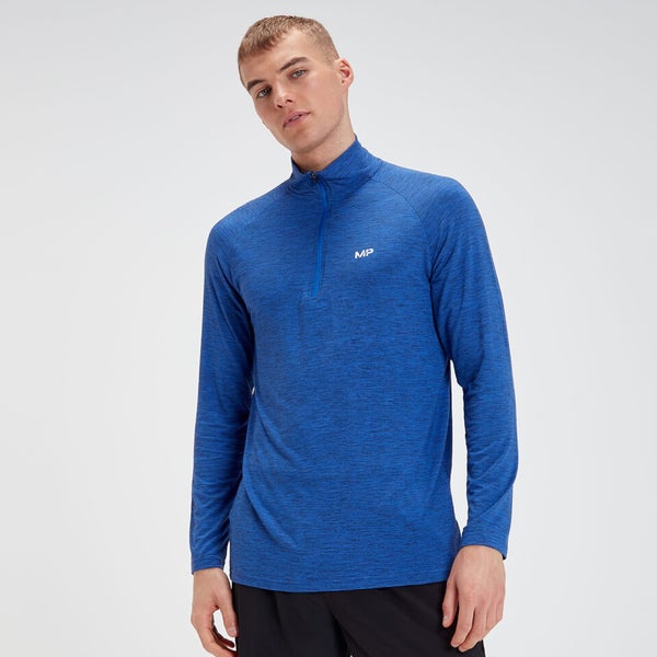 MP Men's Performance 1/4 Zip Black & Blue MYPROTEIN™
