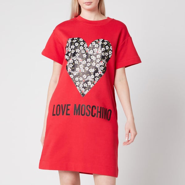 Love Moschino Women's Floral Heart TShirt Dress Red