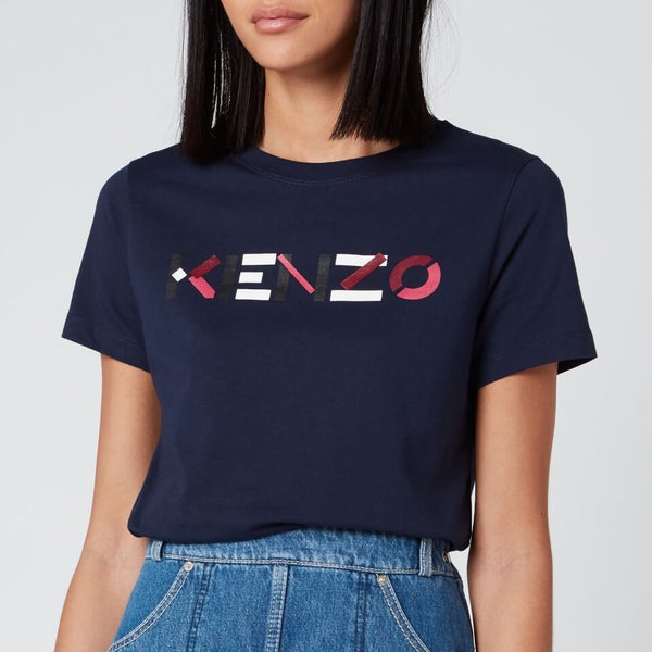 KENZO Women's Classic Fit TShirt KENZO Logo Navy Blue Free UK