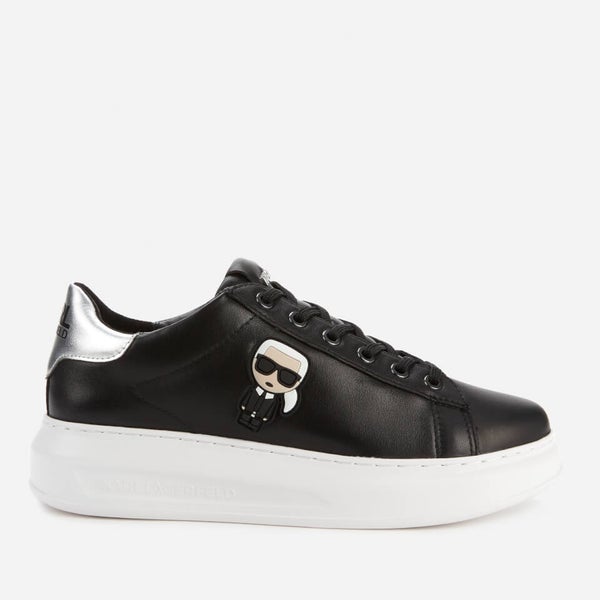 karl lagerfeld exclusive leather flatform trainers in white croc