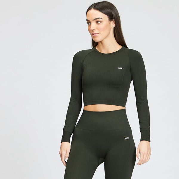 Mp Womens Shape Seamless Long Sleeve Crop Top Vine Leaf Myprotein™