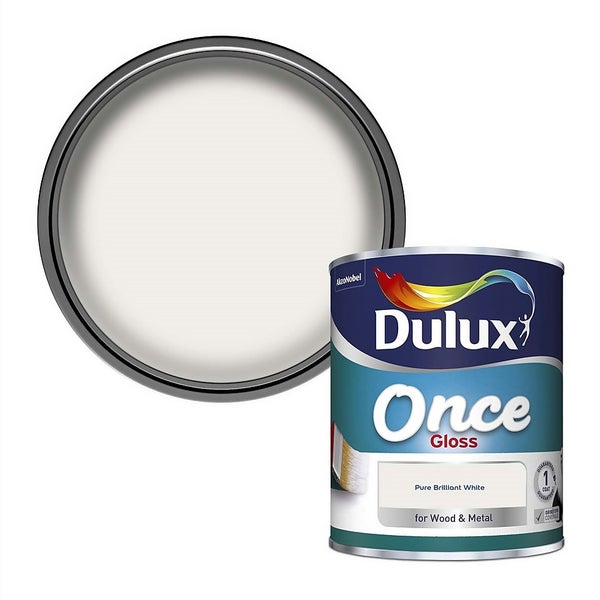 Dulux Once Pure Brilliant White - Gloss Paint - 750ml | Homebase