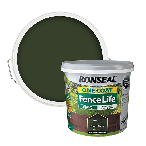 Ronseal One Coat Fence Life Paint Forest Green 5L Homebase