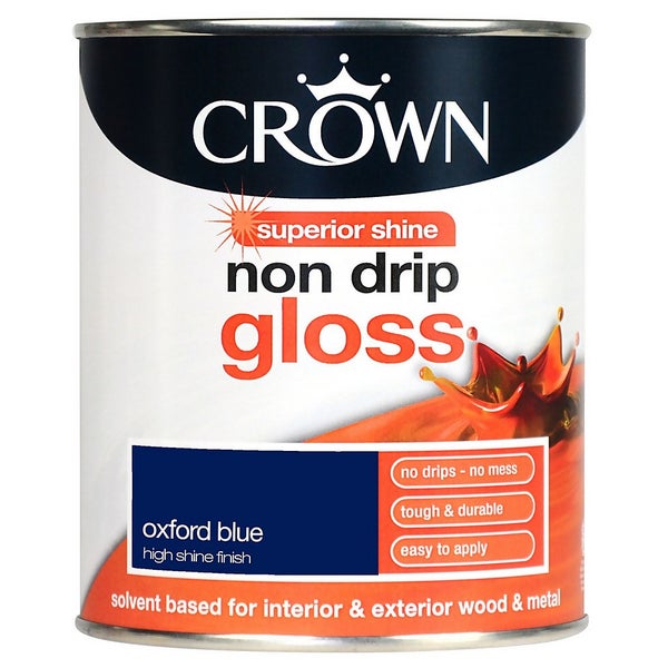 Crown Non Drip Gloss Paint Oxford Blue 750ml Homebase