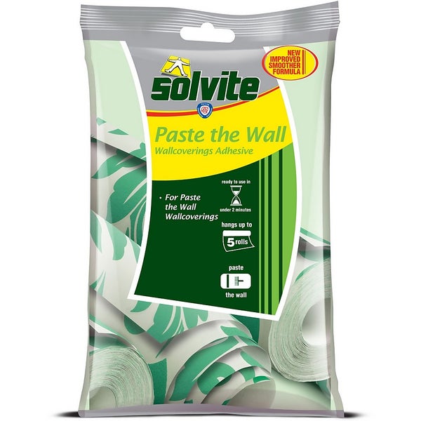 Solvite Paste the Wall Wallcoverings Adhesive 5 Roll Sachet Homebase